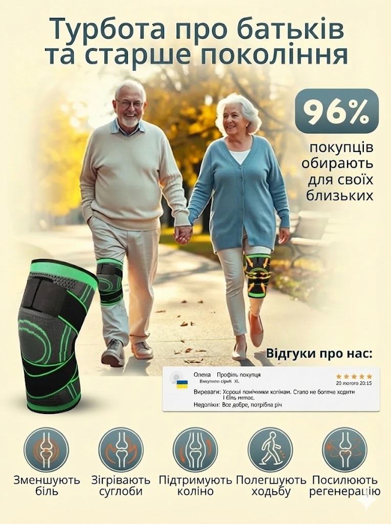 Фіксатор колінного суглоба — ортез для підтримки коліна, зменшення болю та стабілізації під час руху